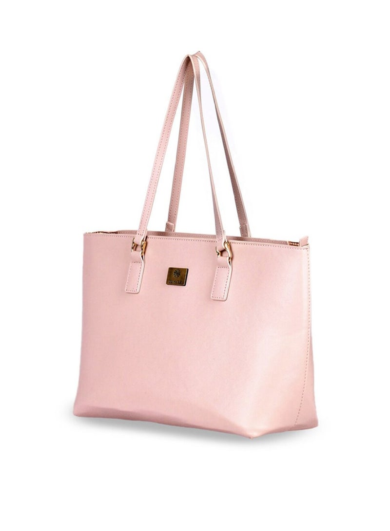 Priyaasi Women Pink PU Structured Solid Tote Bag  - Image 3