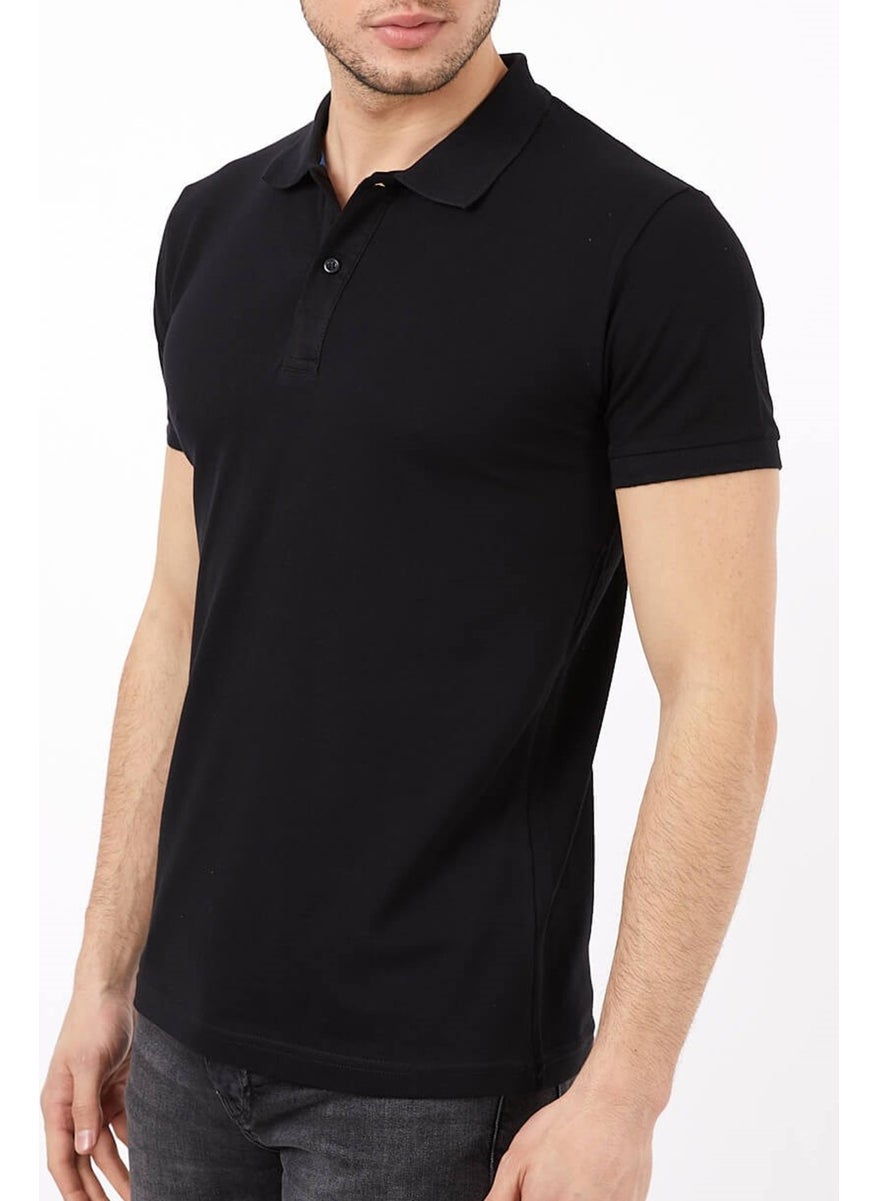 Belifanti Collection Men's Polo Neck T-Shirt Black  - Image 2