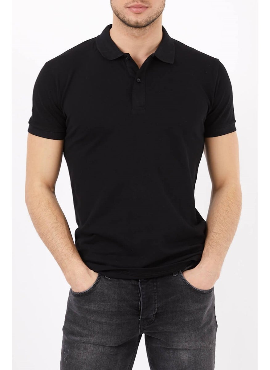 Belifanti Collection Men's Polo Neck T-Shirt Black  - Image 1