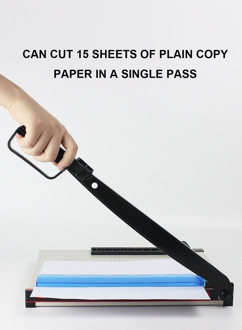 كيدل قاطع ورق المقصلة: سكين قطع ورق، قاطع ورق، قطع دقيق مع واقي أمان، سعة 15 ورقة، دليل مغناطيسي، قاعدة معدنية شديدة التحمل، مثالية للورق المقوى والكرتون والحرف اليدوية والصور - Image 2