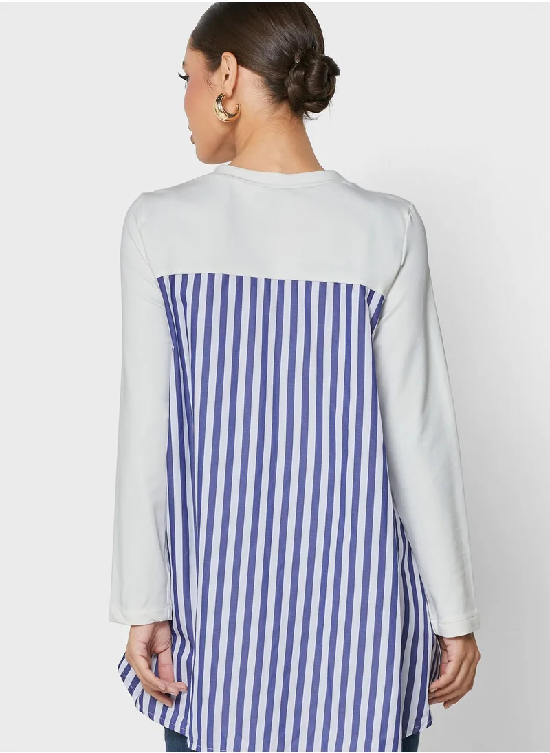 Desert Cove Stripe Detail  Crew Neck Tunic