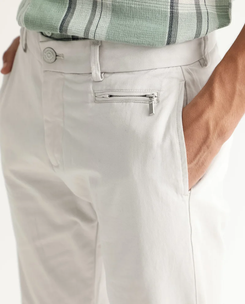 Rare Rabbit Rare Rabbit Men's Clovet Beige Solid Stretch Mid-Rise Regular Fit Trouser