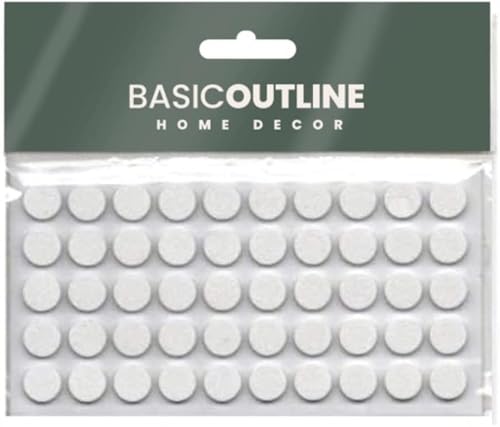 Basic Outline Cabinet Bumpers Kitchen Cabinet Door Bumpers Sound Dampening Rubber Bumpers Made of Soft Eva Rubber for Quiet Drawer Close Anti Slam Cushion 10 mm (50 pcs, White) - Image 1