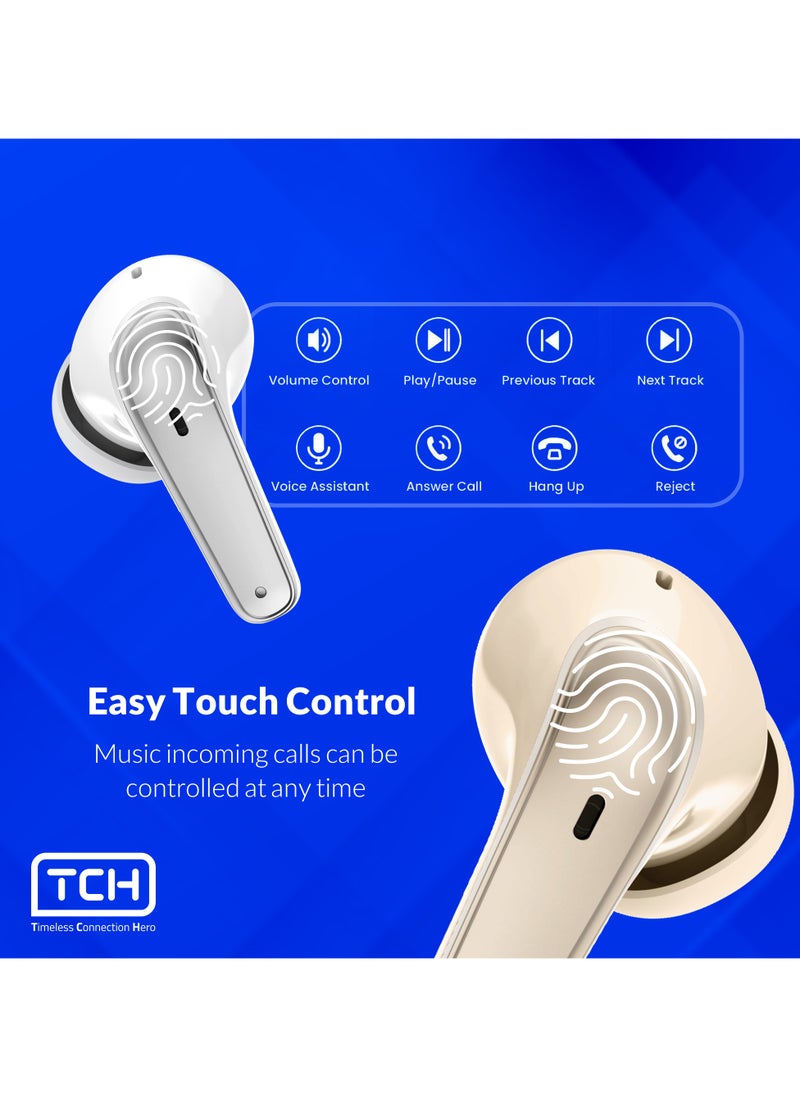 TCH Earbuds Active Noise Cancelling Bluetooth 5.3, 15mm Drivers, IPX Waterproof, 30H Playtime, Touch Controls, Deep Bass & Clear Calls – Wireless Ear buds for iphone & Android Sports, lightweight Travel, & Work5  - Image 5