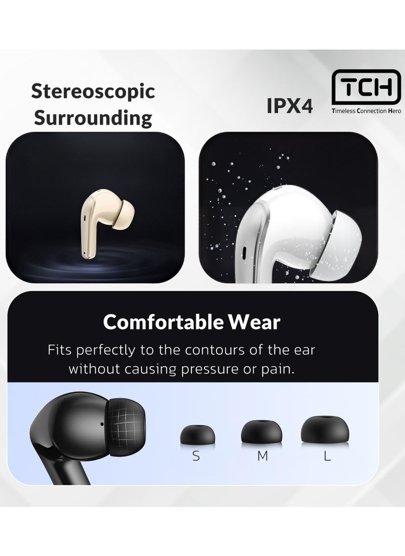 TCH Earbuds Active Noise Cancelling Bluetooth 5.3, 15mm Drivers, IPX Waterproof, 30H Playtime, Touch Controls, Deep Bass & Clear Calls – Wireless Ear buds for iphone & Android Sports, lightweight Travel, & Work5  - Image 4