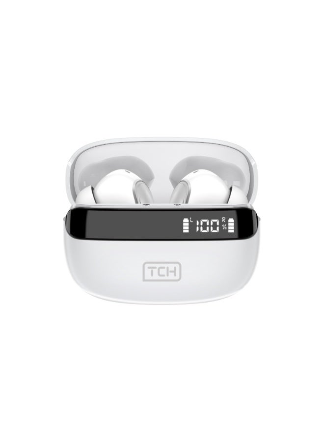 TCH Wireless Earbuds L10 ANC WHITE - Active Noise Cancellation, HiFi Audio Sound Quality, Powerful Bass, Bluetooth 5.3 with AI Calls, 4 Mics, IPX4 Water Resistant, 30H Battery Standby, LED Display, Smart Touch Controls- Android-IOS - Image 5