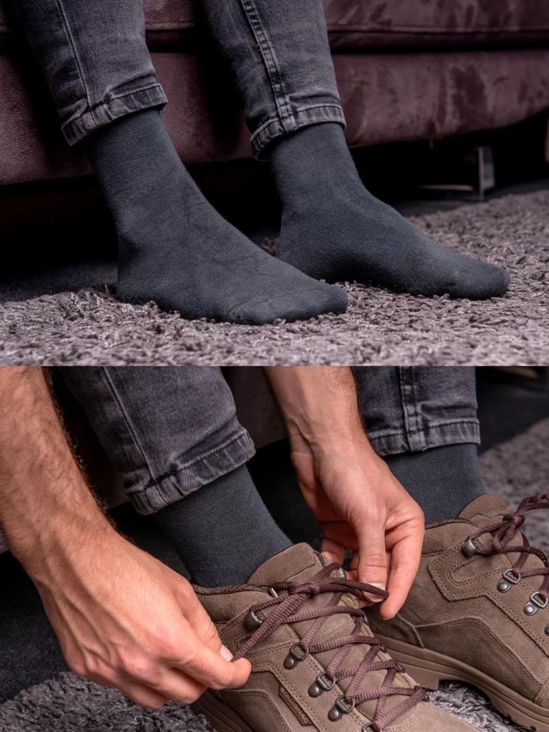 اورومي 5-Piece Men's Bamboo Socks Seamless Premium Gift Boxed - Smoked