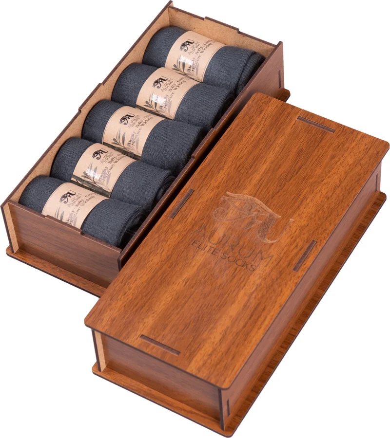 اورومي 5-Piece Men's Bamboo Socks Seamless Premium Gift Boxed - Smoked
