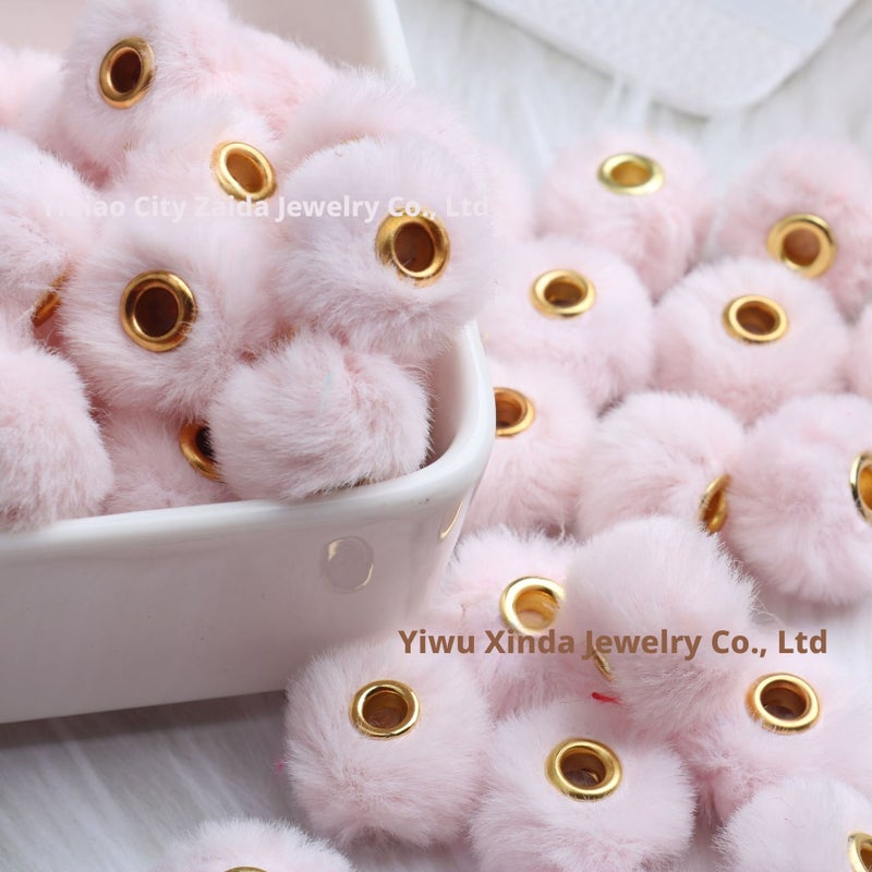 DIY Pom Pom Plush Beads for Keychain Phone Strap Craft Supplies - Image 2