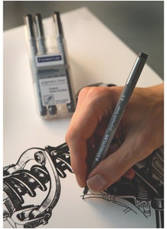 STAEDTLER Staedtler  308 Wp4 Pigment Liner Pens With Assorted Line Width - Black  Set Of 4  - Image 5