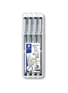 STAEDTLER Staedtler  308 Wp4 Pigment Liner Pens With Assorted Line Width - Black  Set Of 4  - Image 1