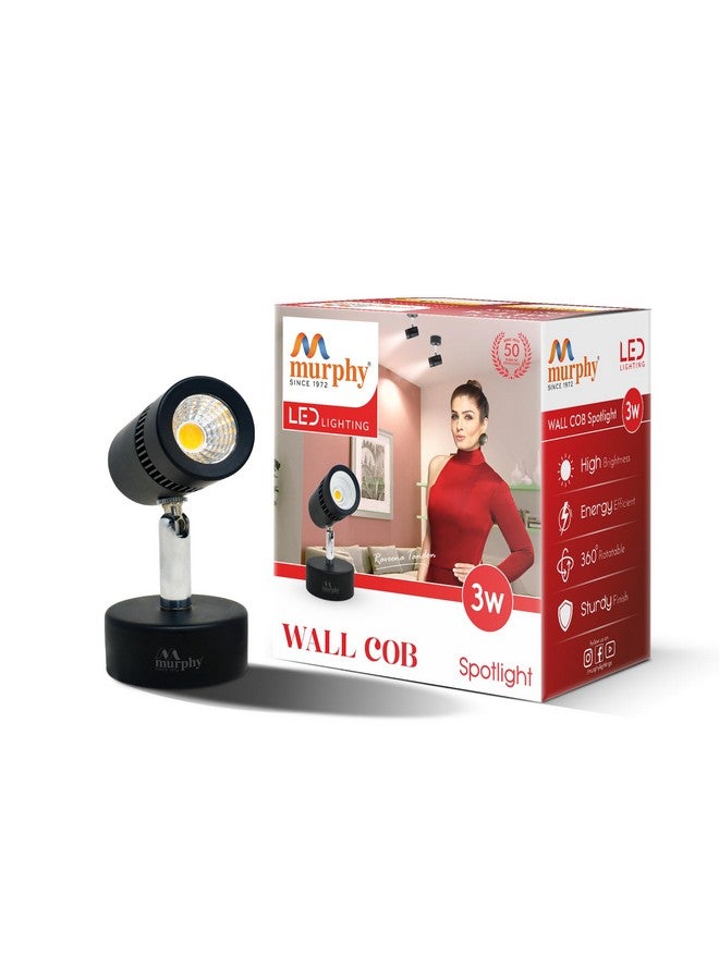 MURPHY Murphy 3W Adjustable Black Aliminum LED Wall COB Surface Mounted Spot Light with 2 Years Warranty (Warm White, Pack of 1) - Image 1