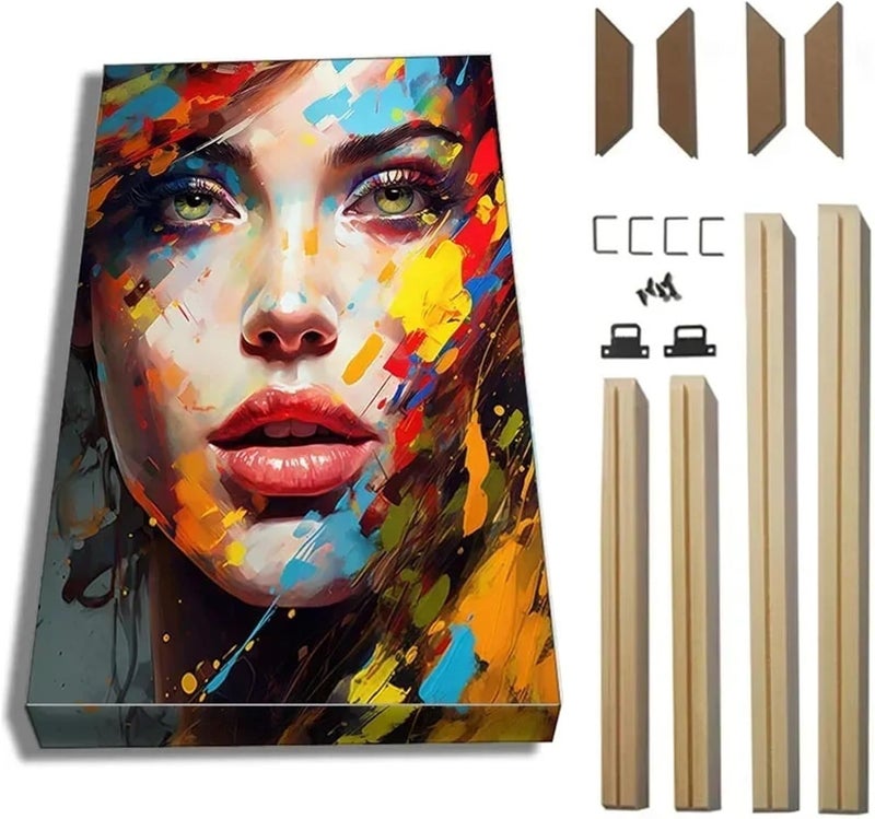 إطار صور خشبي، إطار صور مزين بالخشب، إطار للرسم على الخشب للصور المعلقة على الجدار، مقاسات 50x70 و60x80 سم، إطارات لزينة المنزل (الارتفاع 30 سم، العرض 65 سم) - Image 1