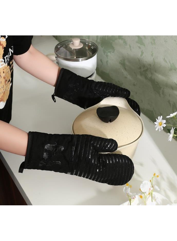 a pair of home portable oven insulation gloves black - Image 2