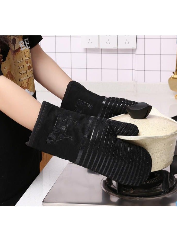 a pair of home portable oven insulation gloves black - Image 1