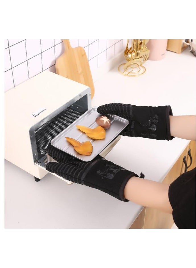 a pair of home portable oven insulation gloves black - Image 3