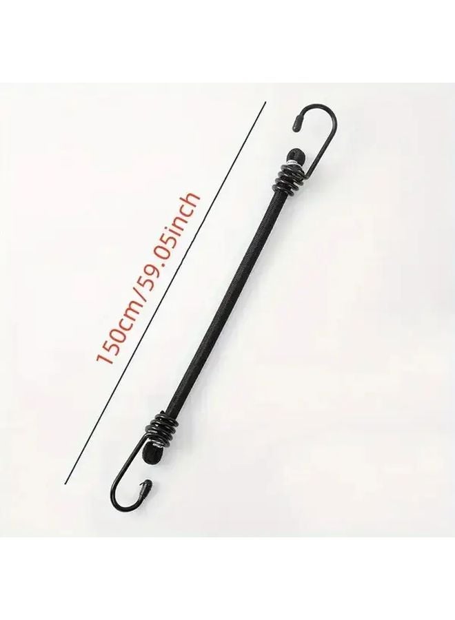 8mm x 59.06 Inch Heavy Duty Fixed Strap with Metal Hook Black High Strength Stretch Rope - Image 4