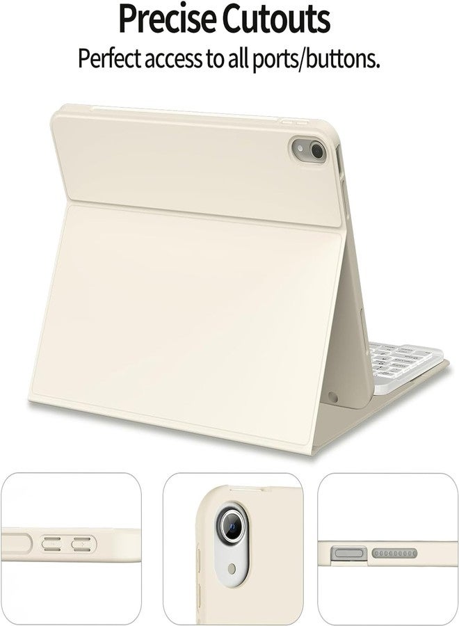 KenKe Keyboard Case for iPad 10th Generation (10.9 Inch 2022) / iPad (A16) 11th (11 inch 2025) with Left Pencil Holder, Thin&Light, Stand Folio Detachable Wireless Bluetooth Keyboard Case, Cream White - Image 4