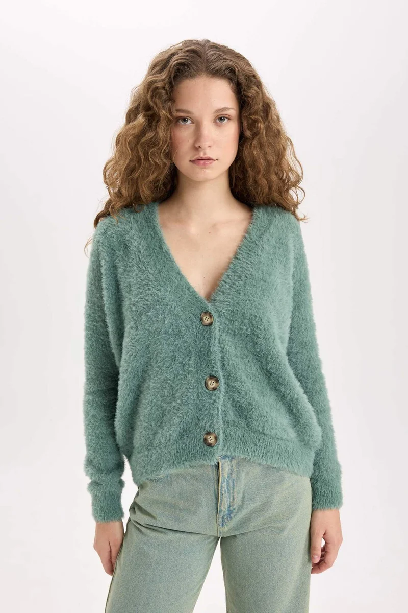 ديفاكتو Oversize Fit V-Neck Knitwear Cardigan