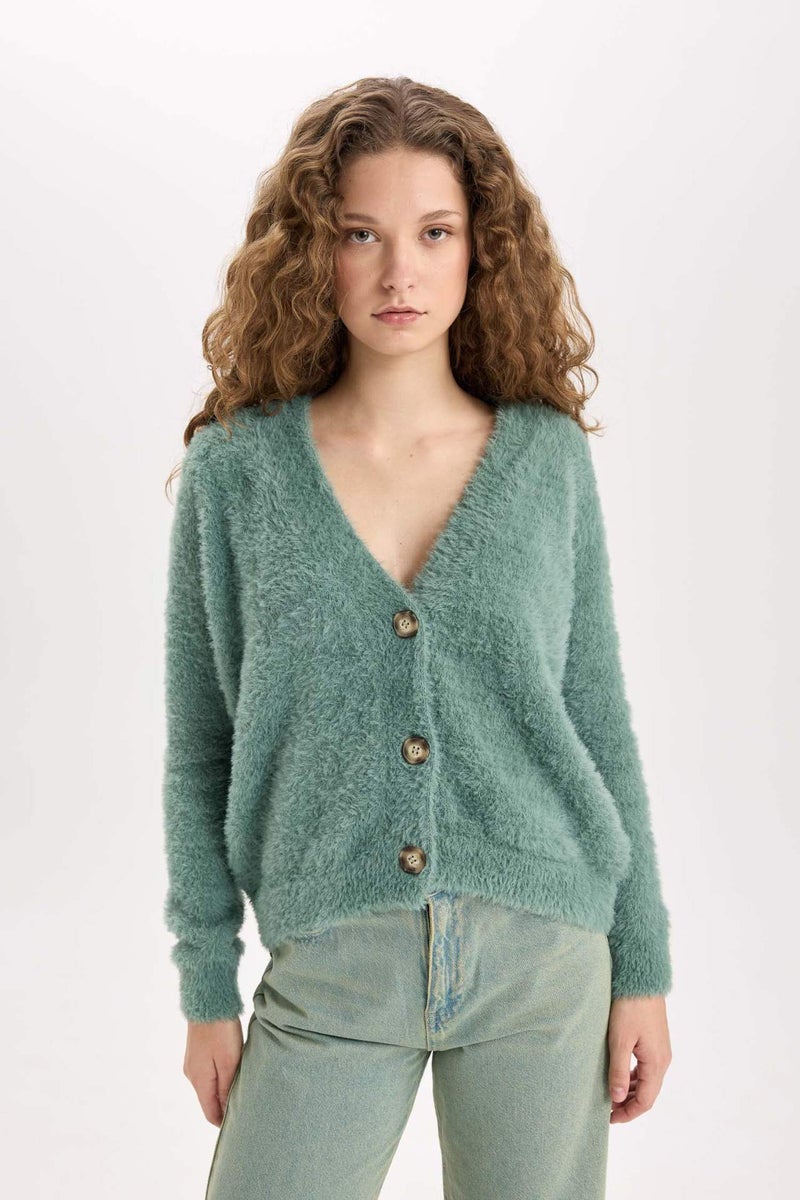 DeFacto Oversize Fit V-Neck Knitwear Cardigan - Image 1