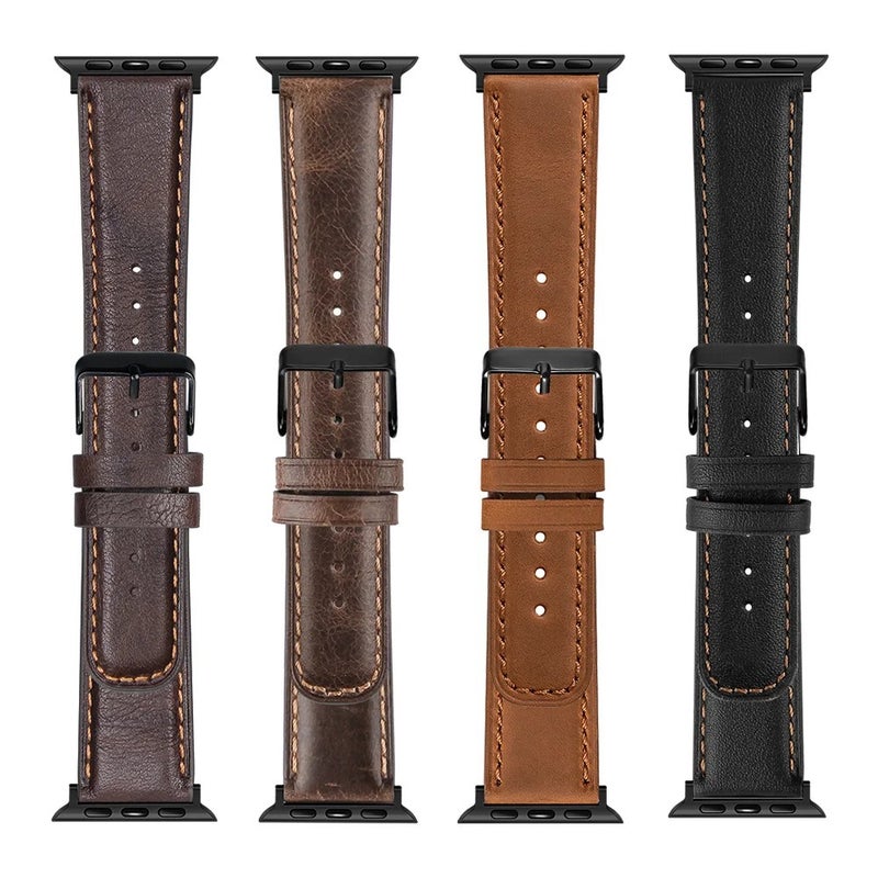 Bluejw Genuine Leather Sport Watch Band for Apple Watch Series 9 8 7 6 5 4 SE - Replacement Bracelet Strap for iWatch - Image 4