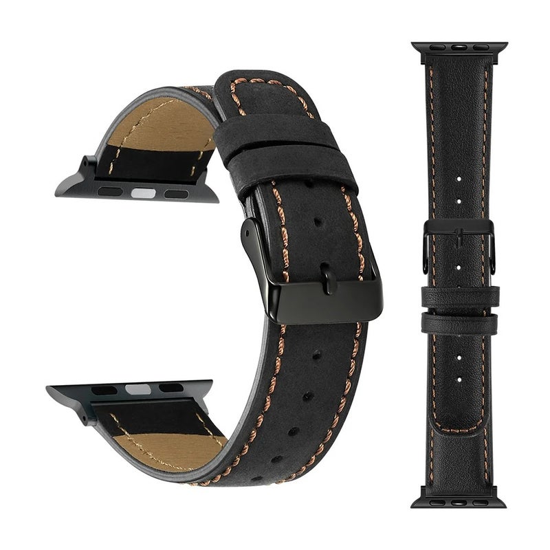 Bluejw Genuine Leather Sport Watch Band for Apple Watch Series 9 8 7 6 5 4 SE - Replacement Bracelet Strap for iWatch - Image 3