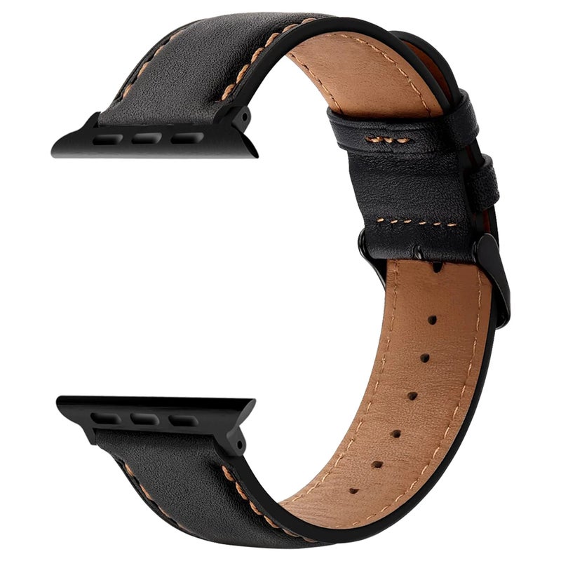 Bluejw Genuine Leather Sport Watch Band for Apple Watch Series 9 8 7 6 5 4 SE - Replacement Bracelet Strap for iWatch - Image 1