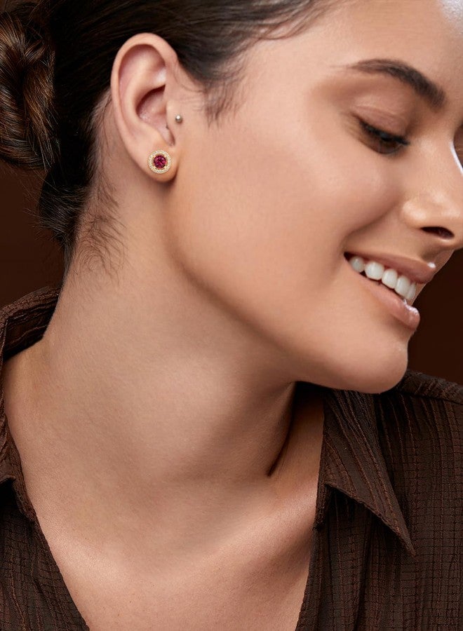 مينوتيا أقراط مينوتيا المطلية بالذهب بتصميم عصري للنساء والفتيات | أقراط دائرية الشكل | مجوهرات أنيقة MNT0470RD_G - Image 3