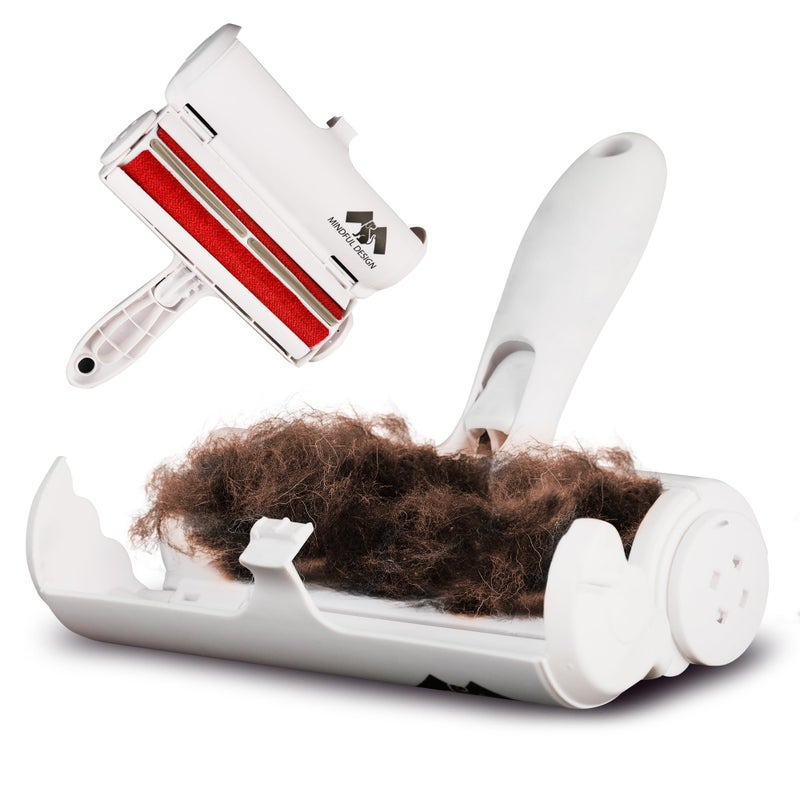Mindful Design Roller Pet Hair Remover and Reusable Lint Roller - Cat and Dog Hair Remover for Furniture, Couch, Carpet, Clothing and Bedding - Portable, Multi-Surface Fur Removal Tool - Image 1