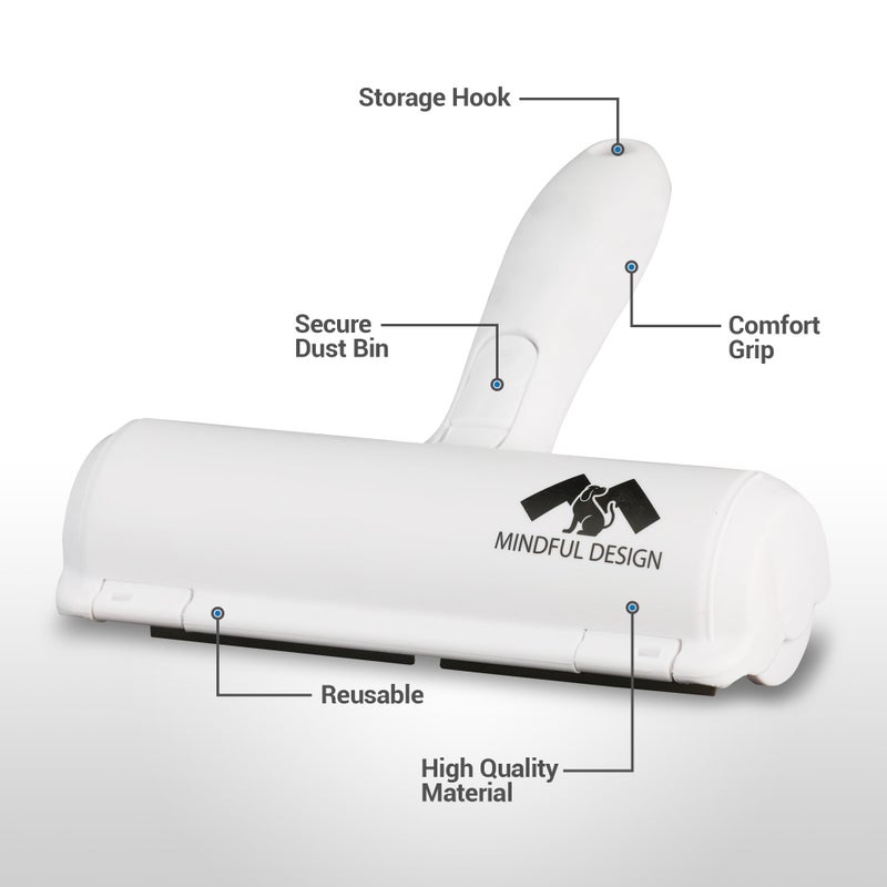 Mindful Design Roller Pet Hair Remover and Reusable Lint Roller - Cat and Dog Hair Remover for Furniture, Couch, Carpet, Clothing and Bedding - Portable, Multi-Surface Fur Removal Tool - Image 4