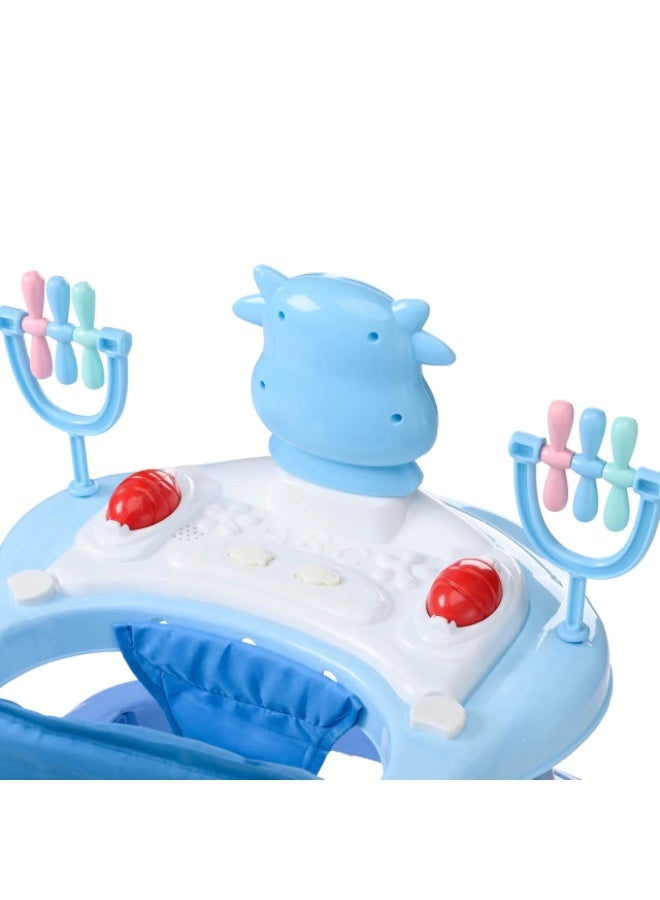 مشاية اطفال | مشاية دائرية محمولة للاطفال مع 3 ارتفاعات قابلة للتعديل، دوران 360 درجة و شريط موسيقي| مشاية دفع للنشاط للاطفال من عمر 6 الى 24 شهر(ازرق) - Image 2