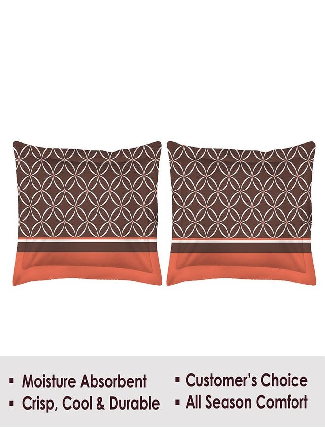Layers Cotton Rich Bedsheet for Double Bed Queen Size with Pillow Cover Set, 225 TC (Peach Grey, Geometric Pattern) Siena Collection, Light Weight, Moisture Absorbent, All Season Comfort - Image 3