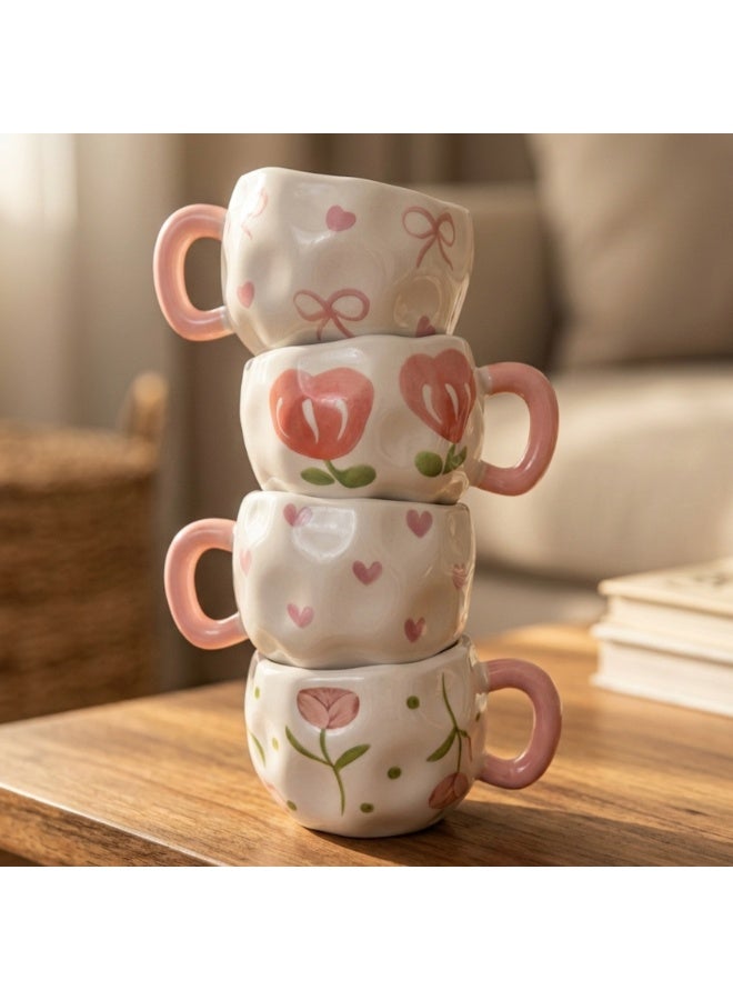 Elegant Porcelain Mug - Wavy Hand-Painted Style (1 Piece, Random Pattern) 🎨🌸 - Image 1