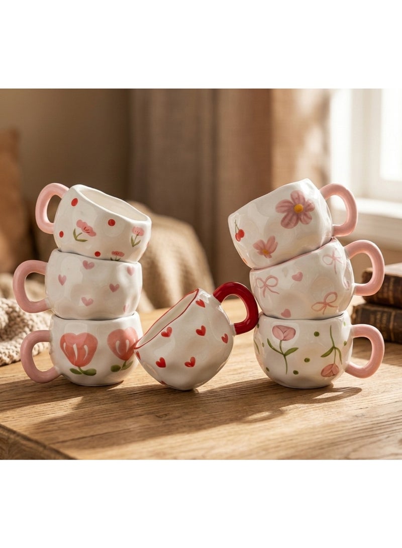 Elegant Porcelain Mug - Wavy Hand-Painted Style (1 Piece, Random Pattern) 🎨🌸 - Image 1