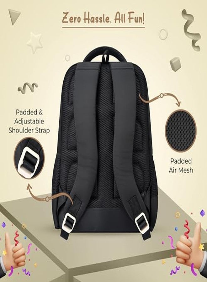 Gear Bravo 16"/25L Medium Water Resistant School Bag | Casual Backpack | Daypack | Travel Backpack | Kids Bag for Boys/Girls (Black - Cream) - Image 5