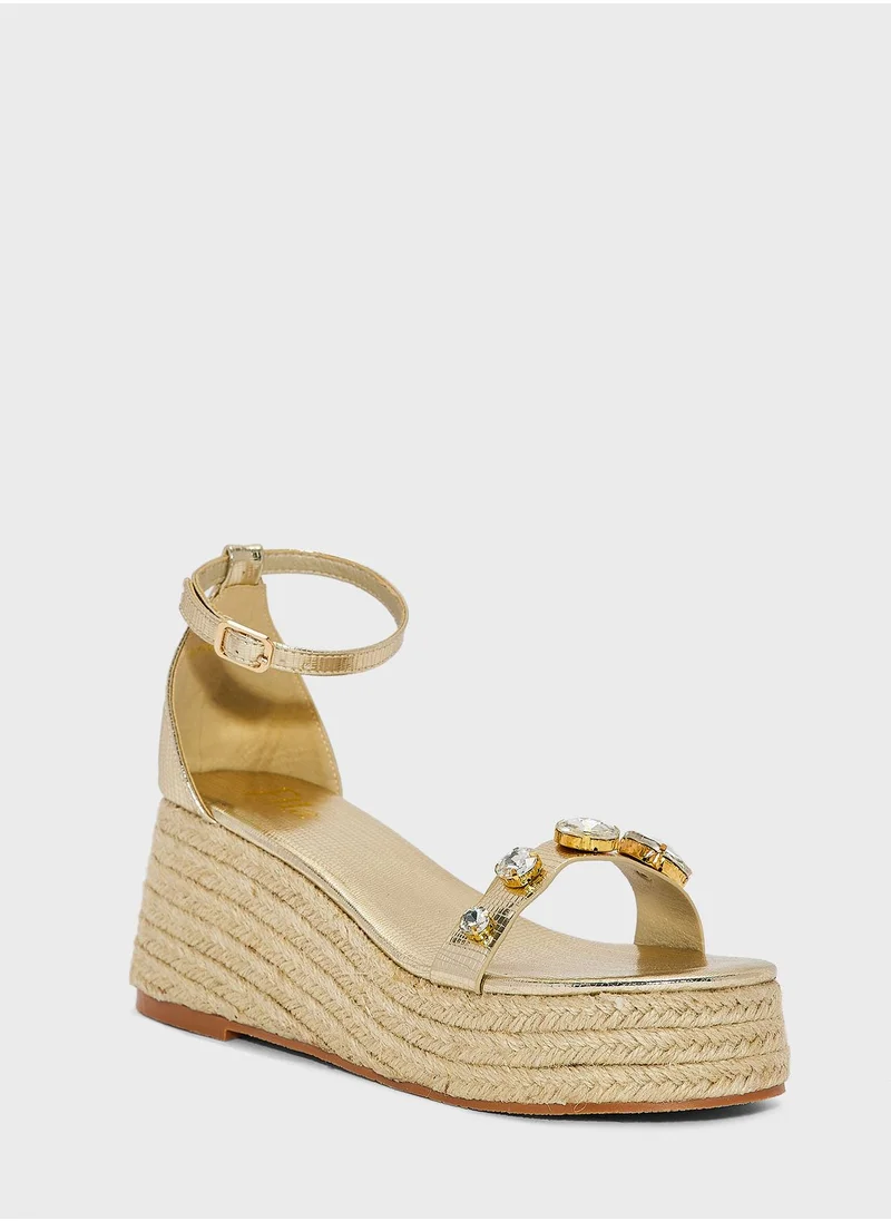 ايلا Jewelled & Embellished  Wedge Sandals