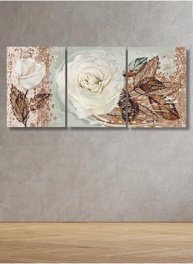 ماركتنا - لوحة جدارية فنية لتزين الحائط بتصميم أزهار  ، ثلاث قطع ،مقاس ( 120X60cm) - Image 1