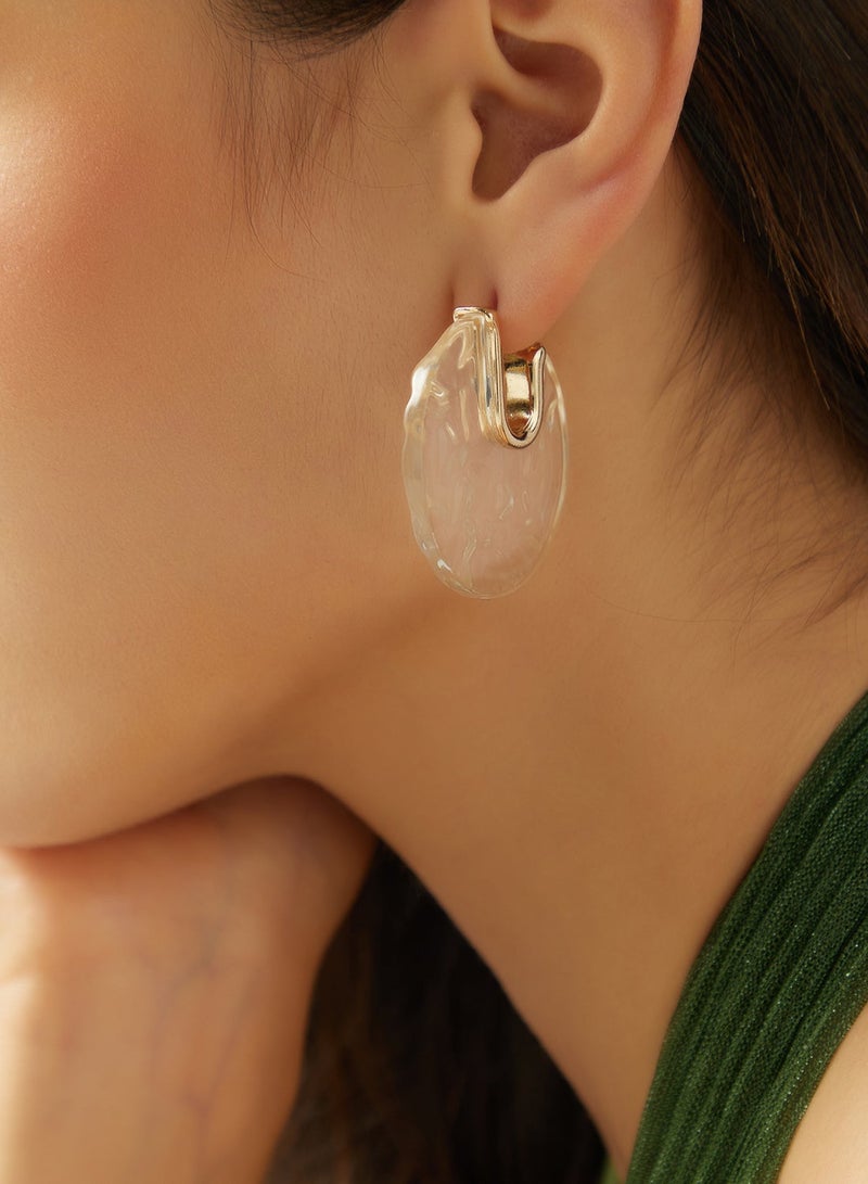 Ginger Resin Detail Hoop Earrings - Image 4