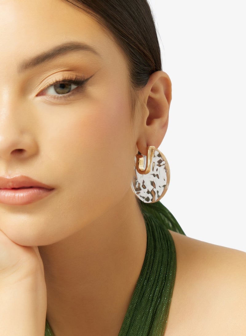 Ginger Resin Detail Hoop Earrings - Image 1
