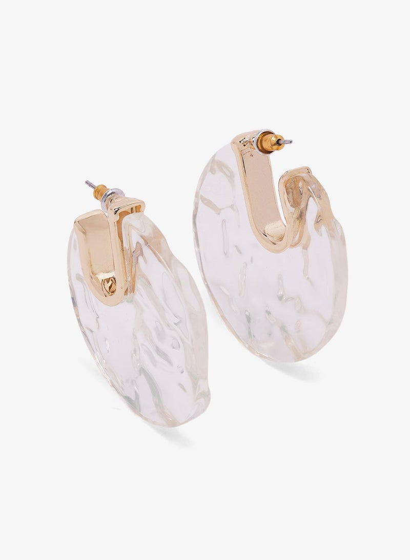 Ginger Resin Detail Hoop Earrings - Image 3
