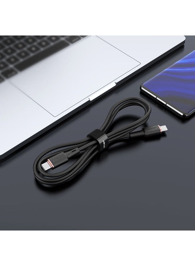 أسيفاست كابل بيانات شحن C2-03 USB-C إلى USB-C، شحن سريع 60 وات، طول 1.2 متر، موصلات متينة من سبائك الزنك - أسود - Image 3