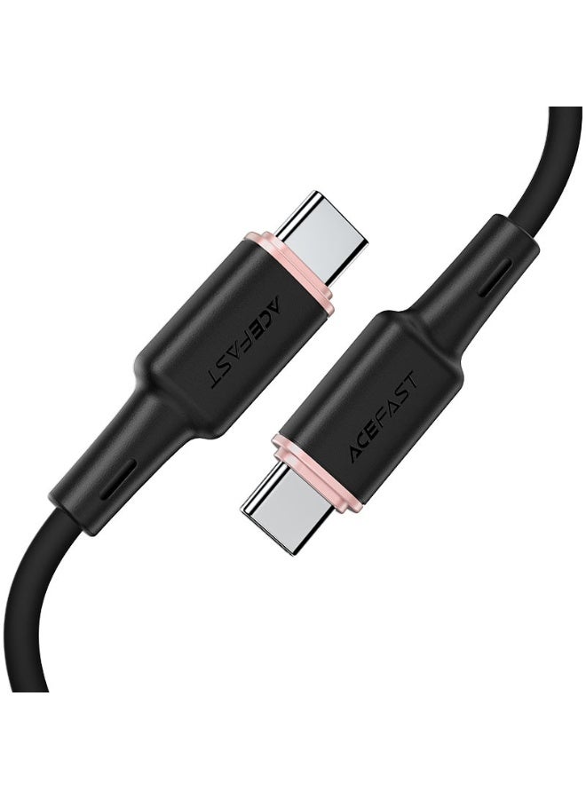 أسيفاست كابل بيانات شحن C2-03 USB-C إلى USB-C، شحن سريع 60 وات، طول 1.2 متر، موصلات متينة من سبائك الزنك - أسود - Image 1