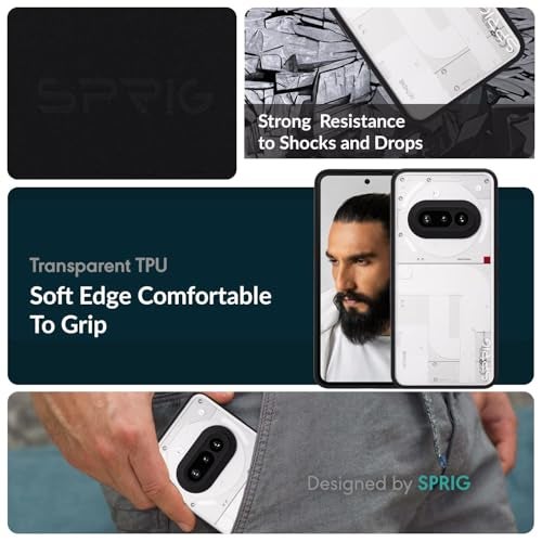 SPRIG Compatible with Nothing Phone 3a EdgeTone Back Cover Drop Tested Shock Proof Mobile Case for Men, Women, Boys and Girls with Camera Protection (Black Transparent) - Image 2
