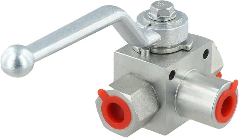 High Pressure Hydraulic 3 Way Ball Valve 500 Bar Carbon Steel L Port G1 4 to G1 2 - Image 2