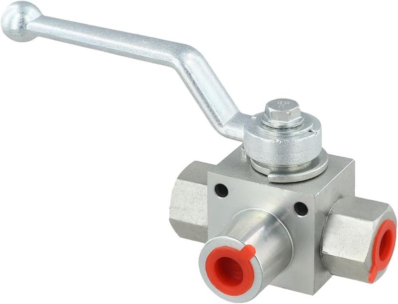 High Pressure Hydraulic 3 Way Ball Valve 500 Bar Carbon Steel L Port G1 4 to G1 2 - Image 3