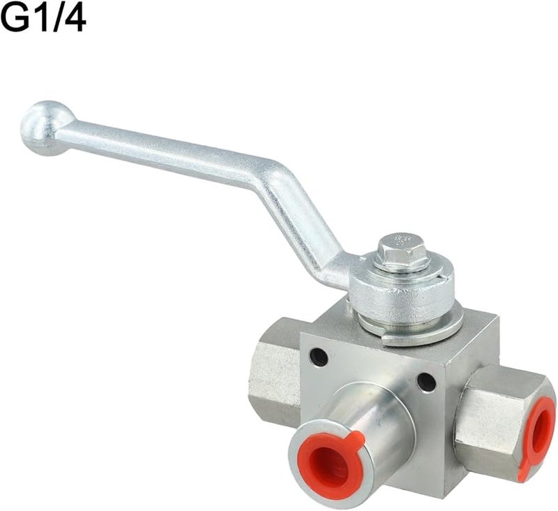 High Pressure Hydraulic 3 Way Ball Valve 500 Bar Carbon Steel L Port G1 4 to G1 2 - Image 4