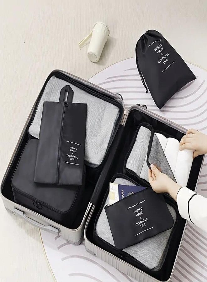 Nightstar 7 Pcs Foldable Luggage and Laundry Bag Pouch Waterproof Travel Toiletry Organizer Garment Storage Bag Portable Packing Cubes (1 Pc) (7 Pcs-Black) - Image 3