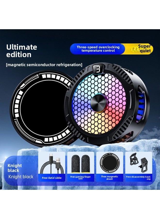 Loquat Mobile Phone Radiator Mute Semiconductor Magnetic Tablet Cooling Artifact Refrigeration Live Electric Competition Universal Game Essential-Color:【flagship Edition】 Sr09 Radiator Black + Three-speed  - Image 1