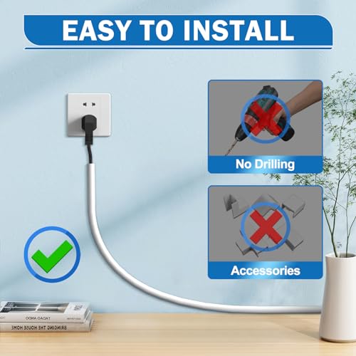 UOMTFAI Wall Cord Hider 39 Inch - Self-Adhesive Wire Cover Raceway for Walls, Flexible PVC Cable Concealer for Home and Office, W0.59 H0.39in - White - Image 3