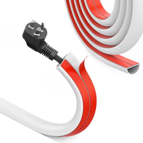 UOMTFAI Wall Cord Hider 39 Inch - Self-Adhesive Wire Cover Raceway for Walls, Flexible PVC Cable Concealer for Home and Office, W0.59 H0.39in - White - Image 1